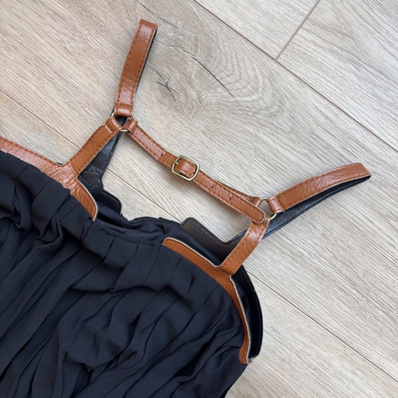 AKIRA Black Pleated Leather Strap Dress - Picture 5 of 6